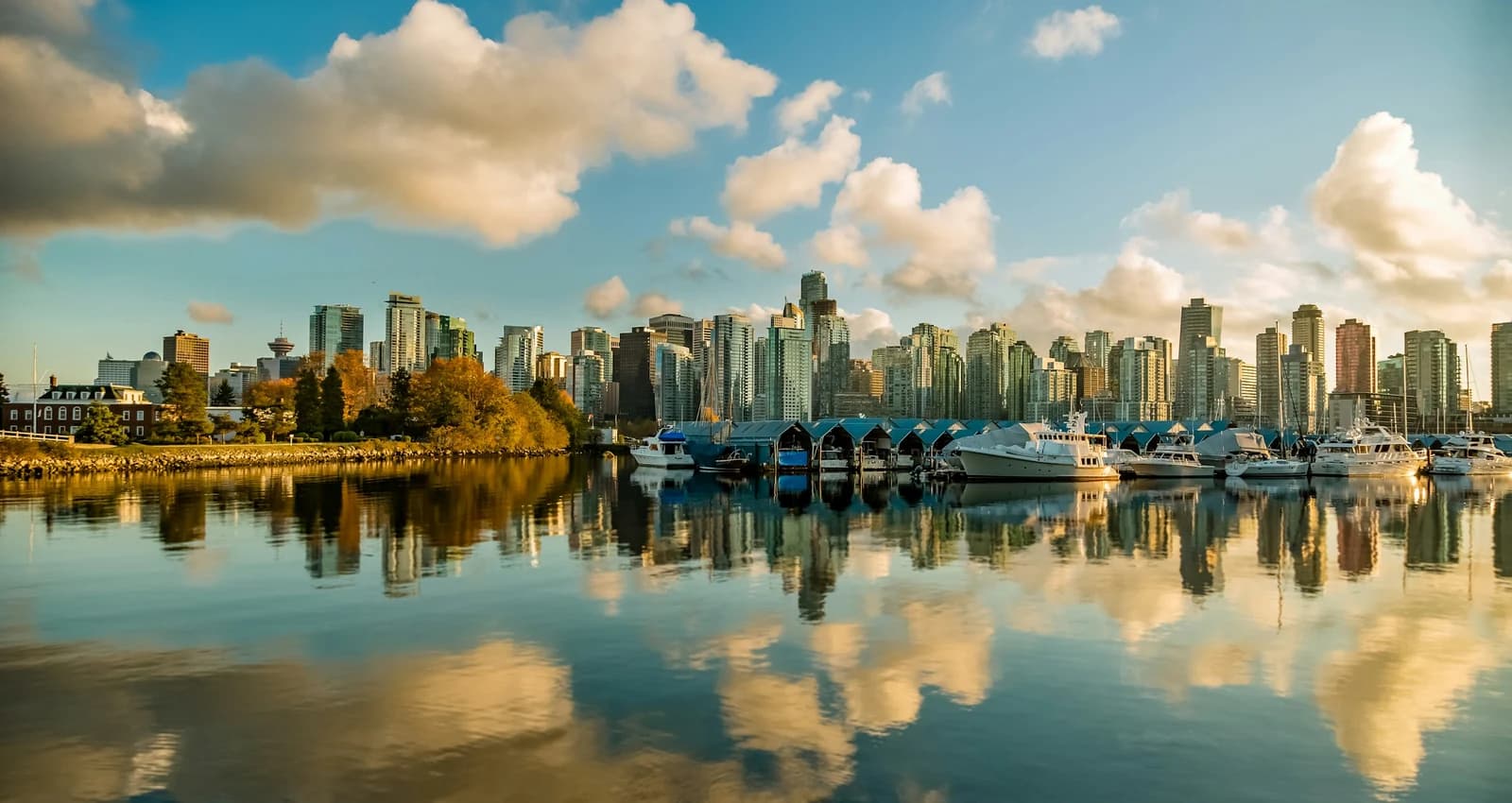 Vancouver's skyline and waterfront seen from Stanley Park, Canada