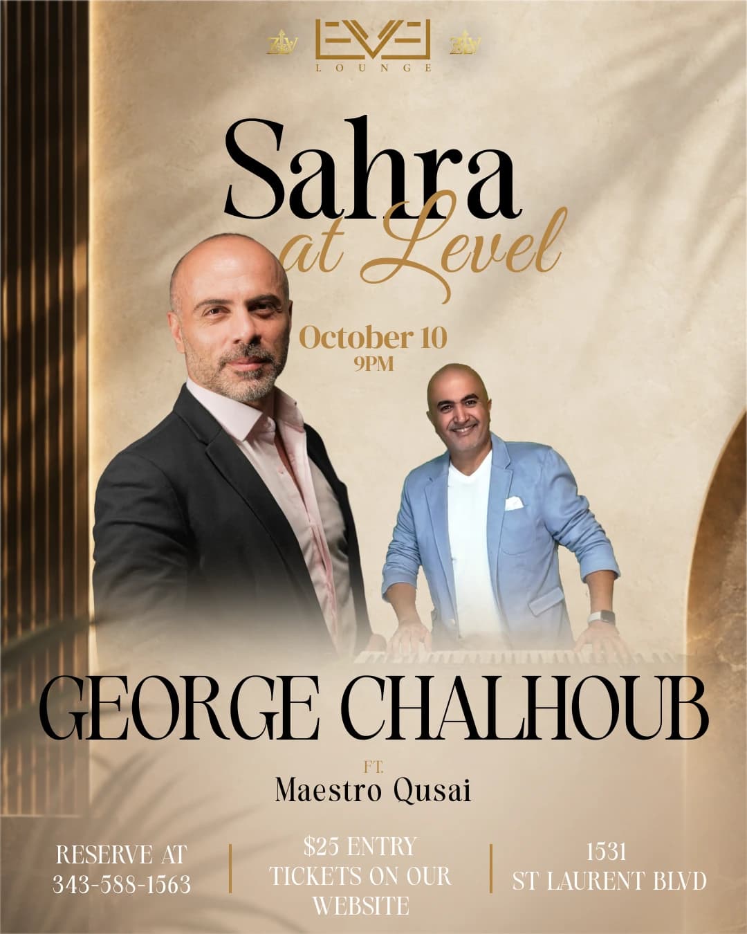 Historical Level Lounge artist-promotion poster for George Chalhoub and Maestro Qusai