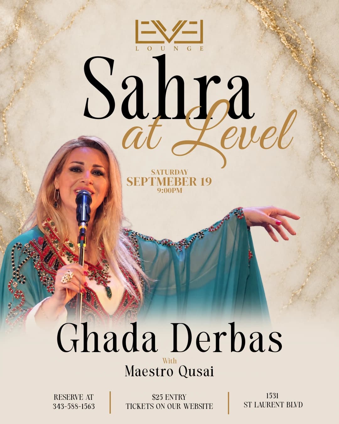 Level Lounge Sahra at Level poster featuring Ghada Derbas with Maestro Qusai