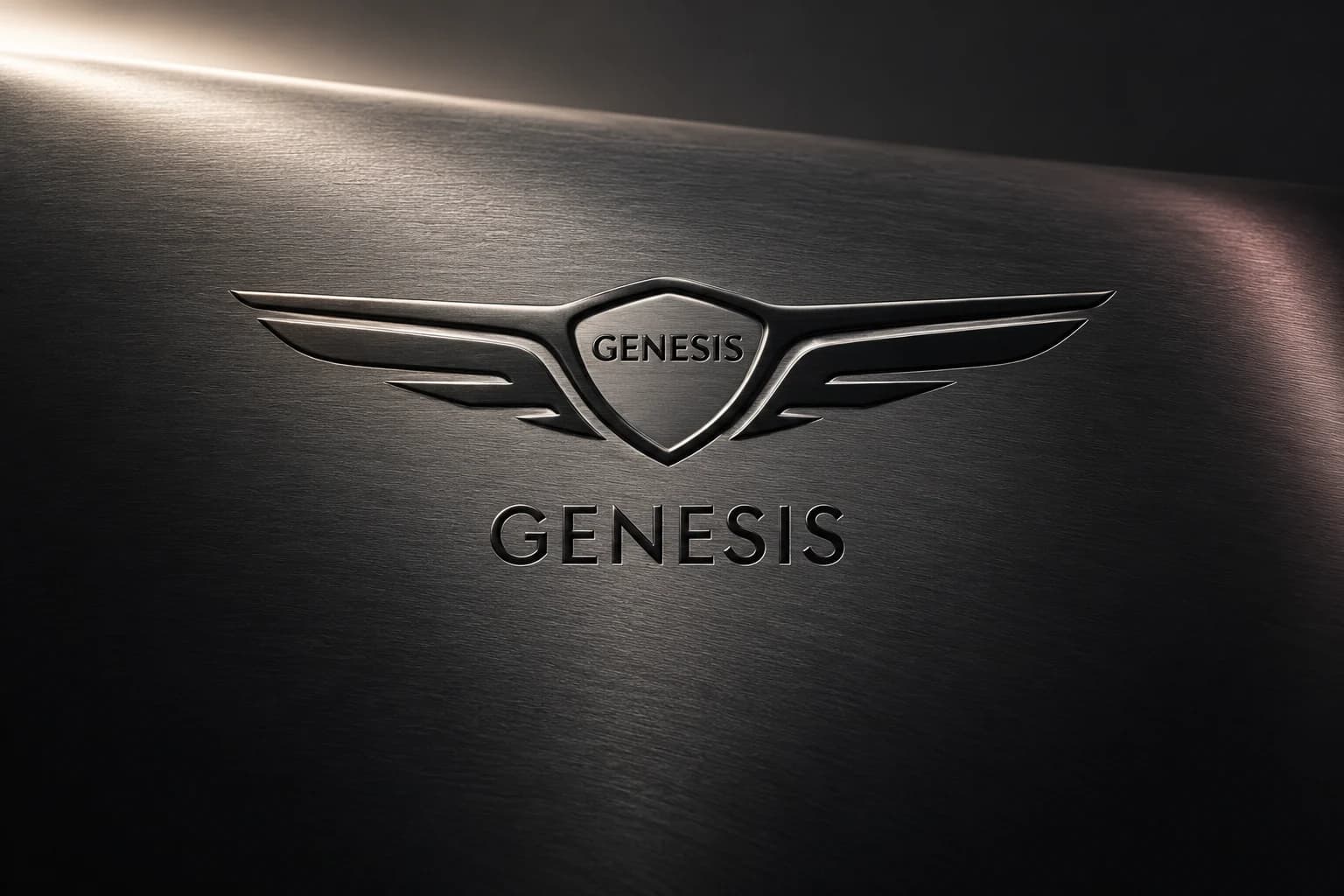 Genesis Ottawa portfolio artwork with an embossed wing emblem on charcoal metal