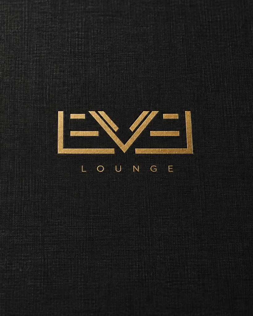 Level Lounge portfolio artwork with a gold wordmark on charcoal linen