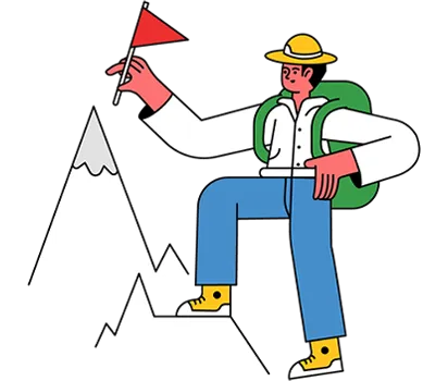 Illustration of a guy climbing a mountain