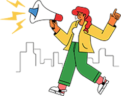 Illustration of a person with megaphone