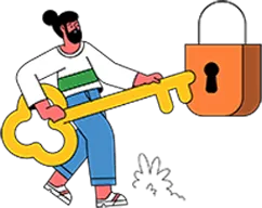 Illustration of a person opening a key