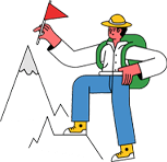 Illustration of a person climbing a mountain